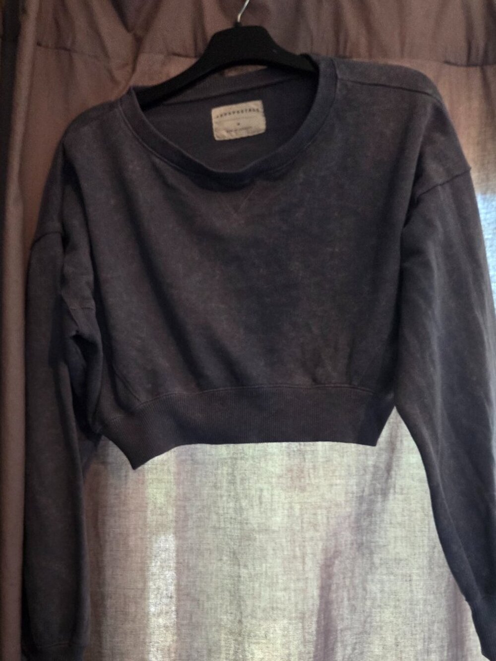 Aeropostale Cropped Crewneck Sweatshirt Med (blue/Gray)